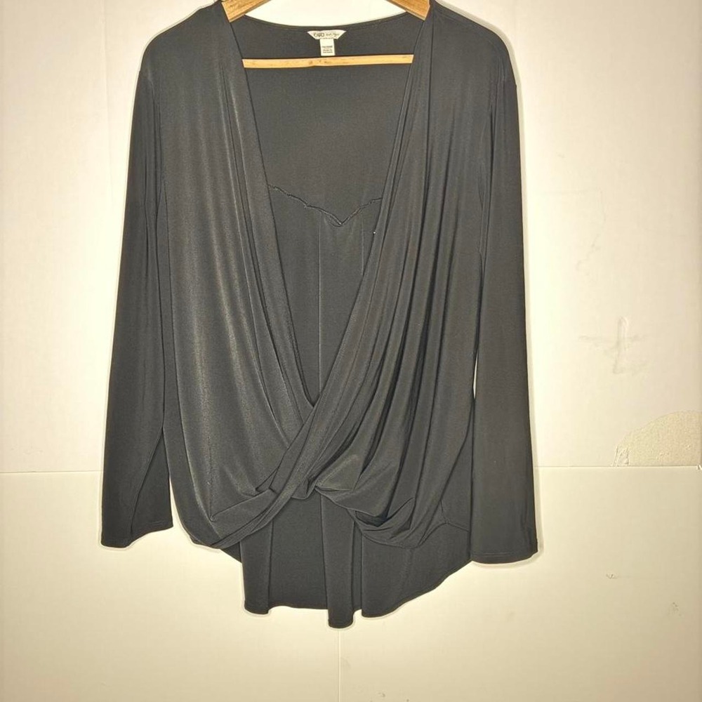 Cato Women's 18/20W Gray Cowl Neck 3/4 Sleeve Blouse